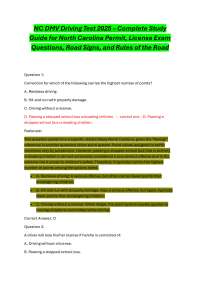 NC DMV Driving Test Study Guide 2025: Practice Questions & Road Rules