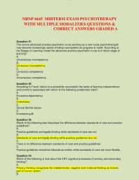 NRNP 6645 MIDTERM EXAM PSYCHOTHERAPY  WITH MULTIPLE MODALITIES QUESTIONS &  CORRECT ANSWER