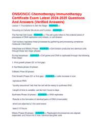 ONS/ONCC Chemotherapy Immunotherapy Certificate Exam Latest 2024-2025 Questions And Answer
