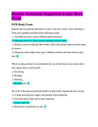 Practice DIETETIC TECHNICIAN, REGISTERED (DTR) Exam #1 (Already Graded A+)