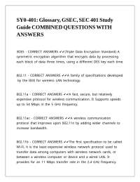 Network Security Glossary: Wireless Protocols and Encryption