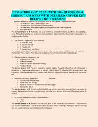 HESI A2 BIOLOGY EXAM WITH 300+ QUESTIONS &  CORRECT ANSWERS WITH DETAILED ANSWER KEY  BELO