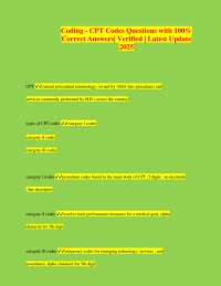 Coding - CPT Codes Questions with 100% Correct Answers| Verified | Latest Update 2025