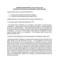 EXAMEN EXTRAORDINARIA HISTORIA MUJERES 2024/2025