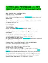 PEDIATRICS EXAM PRACTICE 2025-2026 WITH  CORRECT VERIFIED QUESTIONS AND ANSWERS