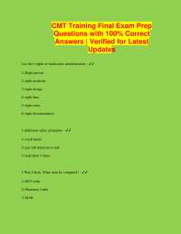 CMT Mock Exam Questions with 100% Correct Answers | Verified for Latest Update