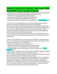 Pediatric Endocrine Disorders Latest Exam 2025 2026 With Correct Verified Answers