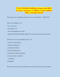 CNA/CNO/RNAO/Ethics Exam with 100% Correct Answers | Verified | Latest Update 2025 | Alrea