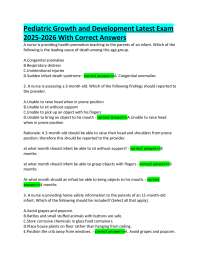 Pediatric Growth and Development Latest Exam  2025-2026 With Correct Answers