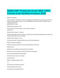 SNHD EMT Protocols Exam With 100% Correct And Verified Answers 2025