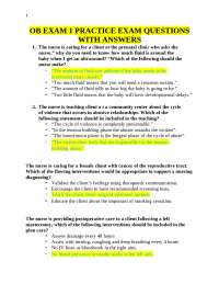 OB EXAM 1 PRACTICE EXAM QUESTIONS WITH ANSWERS