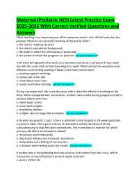 Maternal/Pediatric HESI Latest Practice Exam  2025-2026 With Correct Verified Questions an