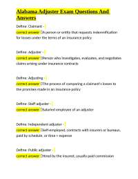 Alabama Adjuster Exam Questions And Answers
