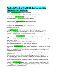Pediatric Nursing Final 2025 Correct Verified  Questions and Answers