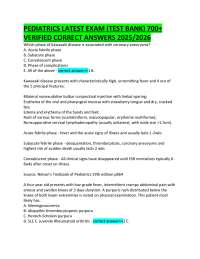 PEDIATRICS LATEST EXAM (TEST BANK) 700+  VERIFIED CORRECT ANSWERS 2025/2026
