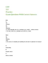 CFP 512 Practice Exam Questions With Correct Answers