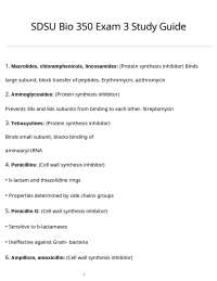 SDSU Bio 350 Exam 3 Study Guide