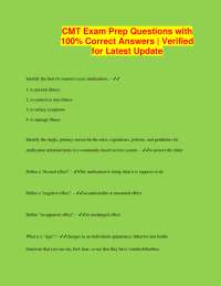 CMT Exam Prep Questions with 100% Correct Answers | Verified for Latest Update