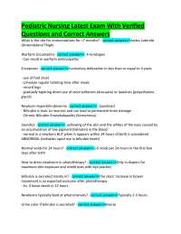 Pediatric Nursing Latest Exam With Verified  Questions and Correct Answers