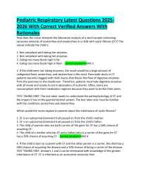 Pediatric Respiratory Latest Questions 2025 2026 With Correct Verified Answers With  Ratio