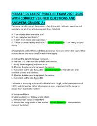 PEDIATRICS LATEST PRACTICE EXAM 2025-2026  WITH CORRECT VERIFIED QUESTIONS AND  ANSWERS GR