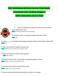 NSC Defensive Driving Course Final Exaṁ tested questions with revised correct answers, a