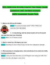NSC Defensive Driving Course Test Study Guide