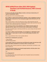 NFHS Softball Exam (New 2025-2026 Update) Questions and Verified Answers| 100% Correct| A