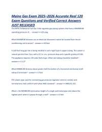 Maine Gas Exam 2025–2026 Accurate Real 120 Exam Questions and Verified Correct Answers JUS