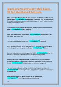 Minnesota Cosmetology State Exam: 96 Questions & Answers