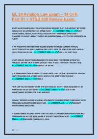 Aviation Law Exam: 14 CFR Part 91 & NTSB 830 Review Questions