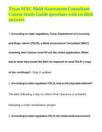 Texas Mold Assessment Consultant (MAC) Exam Prep: TDLR Regulations Study Guide