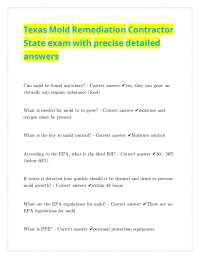 Texas Mold Remediation Contractor State Exam: Detailed Q&A