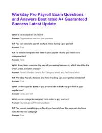 Workday Pro Payroll Exam Questions and Answers Best rated A+ Guaranteed Success Latest Upd