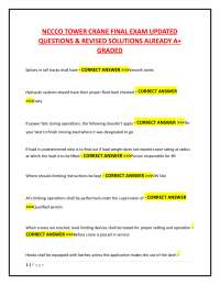 NCCCO TOWER CRANE FINAL EXAM UPDATED  QUESTIONS & REVISED SOLUTIONS ALREADY A+  GRADED