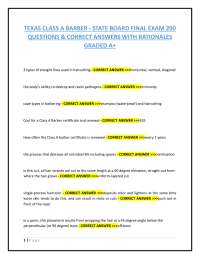 TEXAS CLASS A BARBER - STATE BOARD FINAL EXAM 200  QUESTIONS & CORRECT ANSWERS WITH RATION