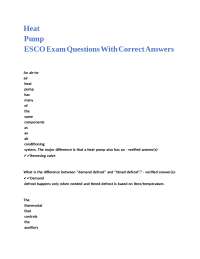 Heat Pump ESCO Exam Questions With Correct Answers