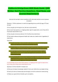 California Driving Exam 2025 Study Guide | DMV  Written Test Practice Questions