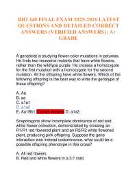 BIO 340 FINAL EXAM 2025-2026 LATEST QUESTIONS AND DETAILED CORRECT ANSWERS VERIFIED ANSWER