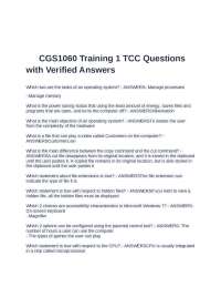 CGS1060 Training 1 TCC Questions with Verified Answer