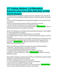 CITI Training, Modules 1-24 (Biomedical  Research) Latest Exam 2025-2026 With Verified  Co