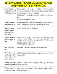 NIFE WEATHER EXAM QUESTIONS AND ANSWERS LATEST TOP SCORE.