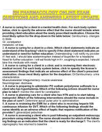 RN PHARMACOLOGY ONLINE EXAM QUESTIONS AND ANSWERS WELL ILLUSTRATED.