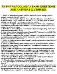 RN PHARMACOLOGY A EXAM QUESTIONS AND ANSWERS LATEST TOP SCORE.