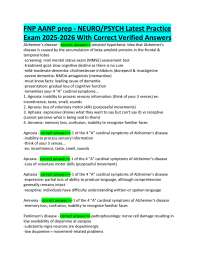 FNP AANP prep - NEURO/PSYCH Latest Practice  Exam 2025-2026 With Correct Verified Answers