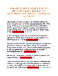 BIO 340 FINAL EXAM NEWEST 2025 QUESTION BANK 2025 LATEST QUESTIONS AND CORRECT ANSWERS