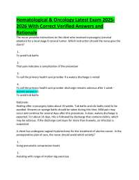 Hematological & Oncology Latest Exam 2025 2026 With Correct Verified Answers and  Rational
