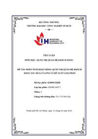 TIỂU LUẬN QUẢN TRỊ QUAN HỆ KHÁCH HÀNG