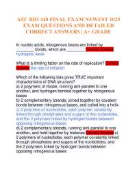 ASU BIO 340 FINAL EXAM NEWEST 2025 EXAM QUESTIONS AND DETAILED CORRECT ANSWERS | A+ GRADE