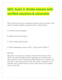 MS2- Exam 3- Stroke newest with verified solutions & rationales